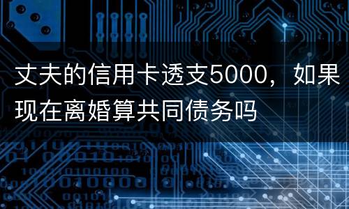 丈夫的信用卡透支5000，如果现在离婚算共同债务吗