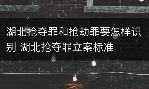 湖北抢夺罪和抢劫罪要怎样识别 湖北抢夺罪立案标准