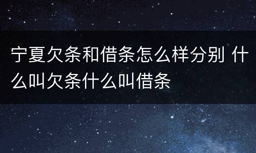 宁夏欠条和借条怎么样分别 什么叫欠条什么叫借条