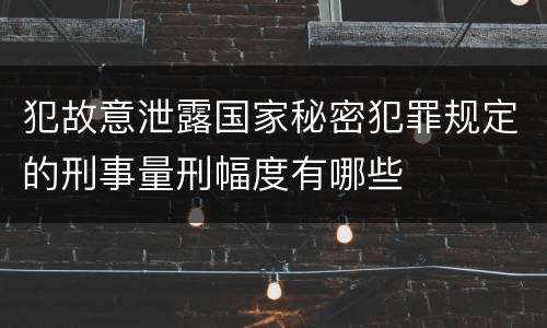 犯故意泄露国家秘密犯罪规定的刑事量刑幅度有哪些