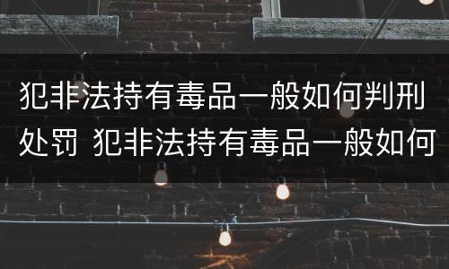 犯非法持有毒品一般如何判刑处罚 犯非法持有毒品一般如何判刑处罚标准