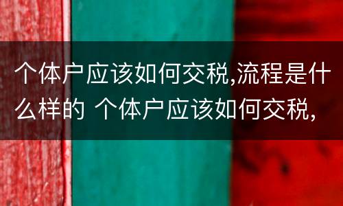 个体户应该如何交税,流程是什么样的 个体户应该如何交税,流程是什么样的呢
