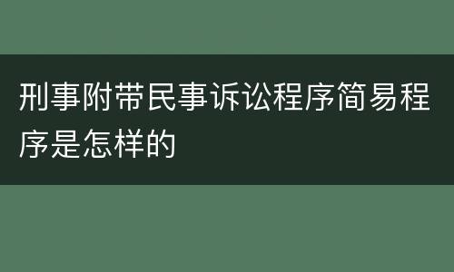 刑事附带民事诉讼程序简易程序是怎样的