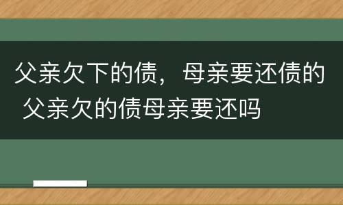 父亲欠下的债，母亲要还债的 父亲欠的债母亲要还吗