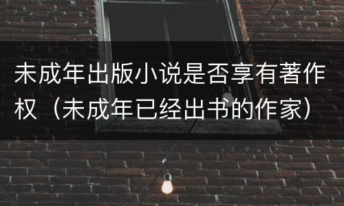 未成年出版小说是否享有著作权（未成年已经出书的作家）