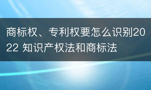 商标权、专利权要怎么识别2022 知识产权法和商标法