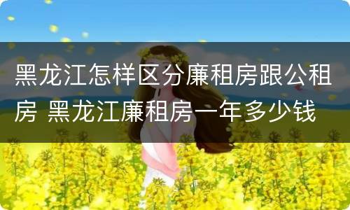 黑龙江怎样区分廉租房跟公租房 黑龙江廉租房一年多少钱