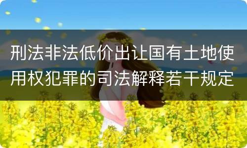 刑法非法低价出让国有土地使用权犯罪的司法解释若干规定
