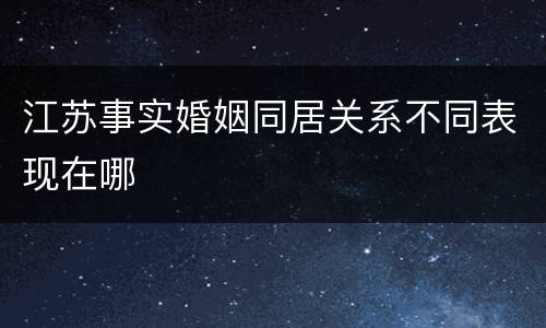 江苏事实婚姻同居关系不同表现在哪