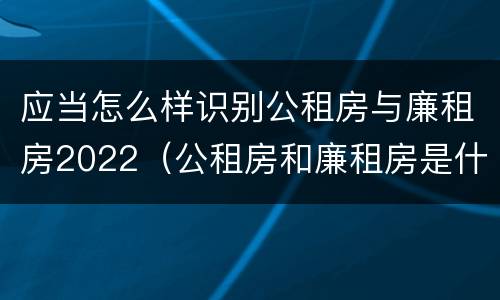 应当怎么样识别公租房与廉租房2022（公租房和廉租房是什么意思）