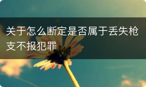 关于怎么断定是否属于丢失枪支不报犯罪