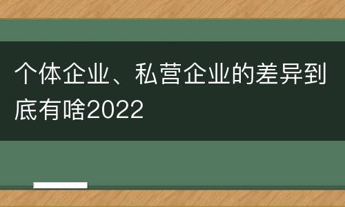 个体企业、私营企业的差异到底有啥2022