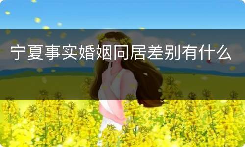 宁夏事实婚姻同居差别有什么