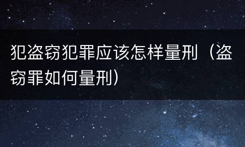 犯盗窃犯罪应该怎样量刑（盗窃罪如何量刑）