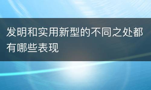 发明和实用新型的不同之处都有哪些表现