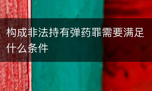 构成非法持有弹药罪需要满足什么条件