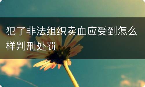 犯了非法组织卖血应受到怎么样判刑处罚