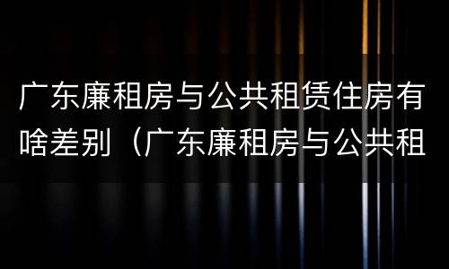 广东廉租房与公共租赁住房有啥差别（广东廉租房与公共租赁住房有啥差别吗）
