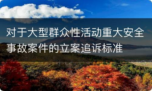 对于大型群众性活动重大安全事故案件的立案追诉标准
