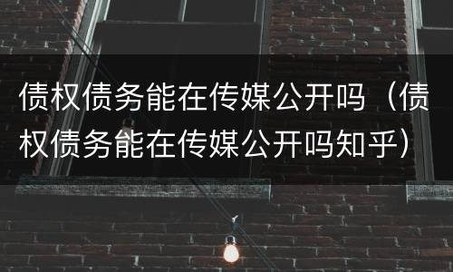 债权债务能在传媒公开吗（债权债务能在传媒公开吗知乎）