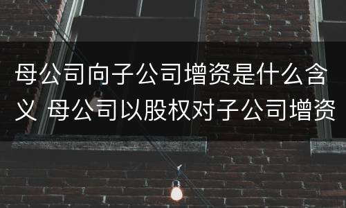 母公司向子公司增资是什么含义 母公司以股权对子公司增资
