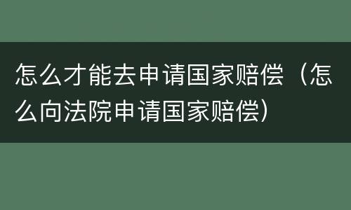 怎么才能去申请国家赔偿（怎么向法院申请国家赔偿）