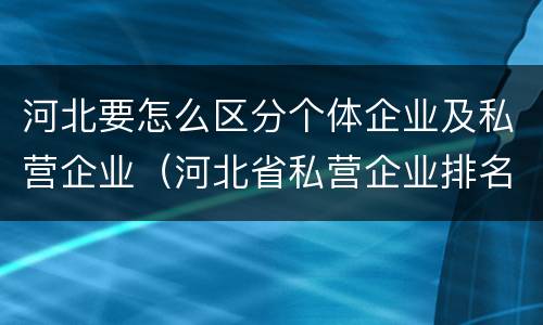 河北要怎么区分个体企业及私营企业（河北省私营企业排名）