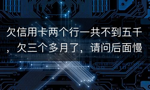 欠信用卡两个行一共不到五千，欠三个多月了，请问后面慢慢还还会起诉吗