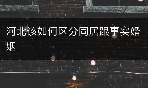 河北该如何区分同居跟事实婚姻