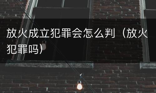 放火成立犯罪会怎么判（放火犯罪吗）