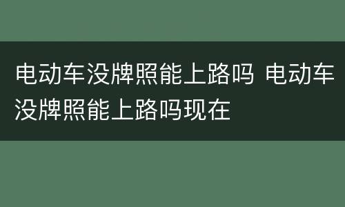 电动车没牌照能上路吗 电动车没牌照能上路吗现在