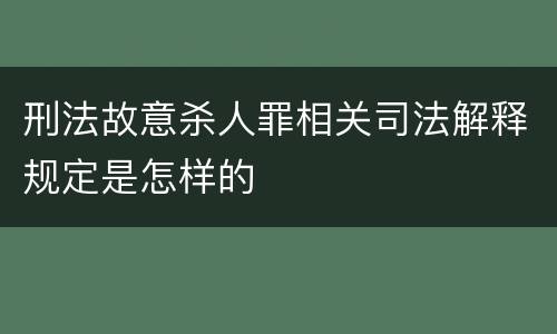 刑法故意杀人罪相关司法解释规定是怎样的