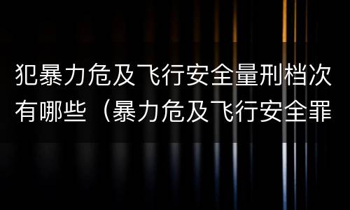犯暴力危及飞行安全量刑档次有哪些（暴力危及飞行安全罪的客观要件）
