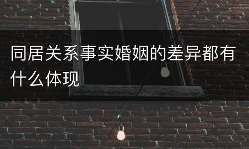 同居关系事实婚姻的差异都有什么体现