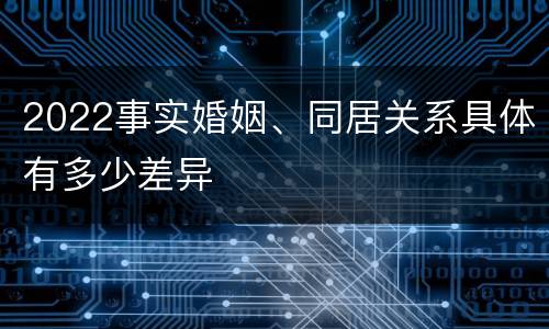 2022事实婚姻、同居关系具体有多少差异