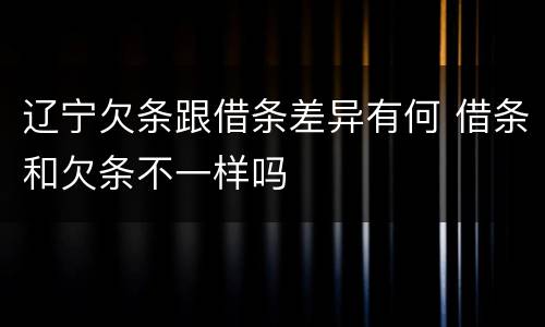 辽宁欠条跟借条差异有何 借条和欠条不一样吗