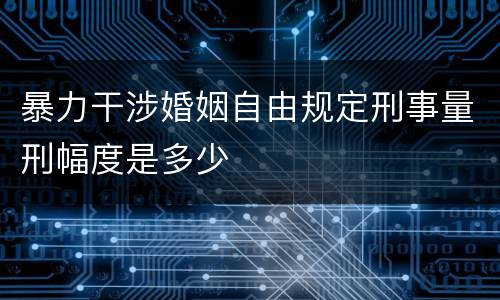 暴力干涉婚姻自由规定刑事量刑幅度是多少
