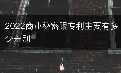 2022商业秘密跟专利主要有多少差别