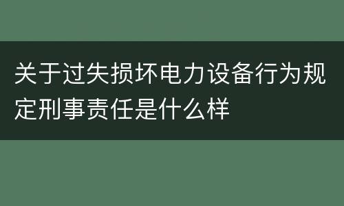 关于过失损坏电力设备行为规定刑事责任是什么样