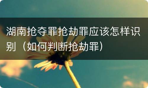 湖南抢夺罪抢劫罪应该怎样识别（如何判断抢劫罪）