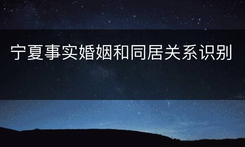 宁夏事实婚姻和同居关系识别