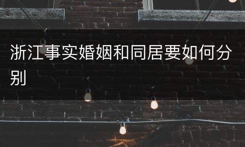 浙江事实婚姻和同居要如何分别