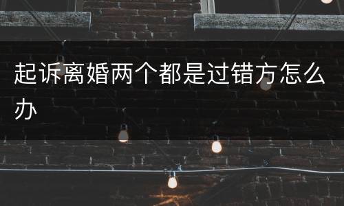 起诉离婚两个都是过错方怎么办