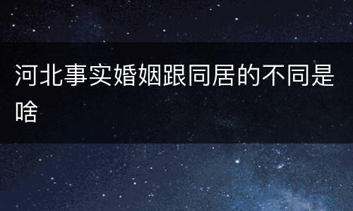 河北事实婚姻跟同居的不同是啥