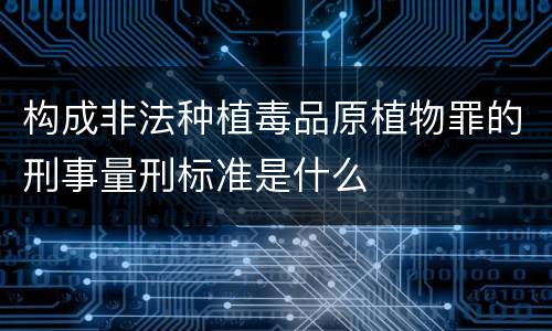 构成非法种植毒品原植物罪的刑事量刑标准是什么