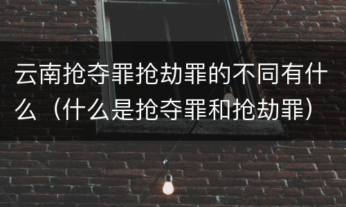 云南抢夺罪抢劫罪的不同有什么（什么是抢夺罪和抢劫罪）