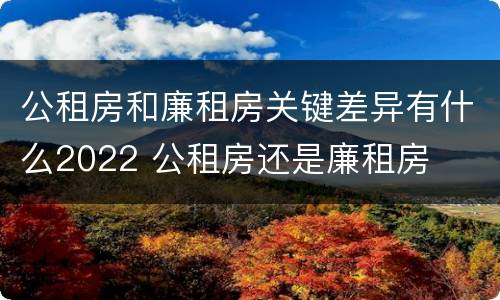 公租房和廉租房关键差异有什么2022 公租房还是廉租房