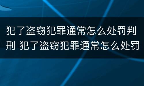 犯了盗窃犯罪通常怎么处罚判刑 犯了盗窃犯罪通常怎么处罚判刑的