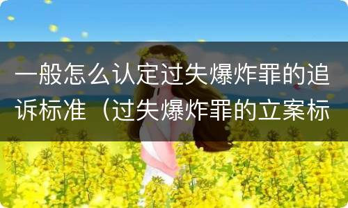 一般怎么认定过失爆炸罪的追诉标准（过失爆炸罪的立案标准）