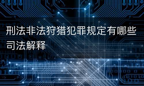 刑法非法狩猎犯罪规定有哪些司法解释